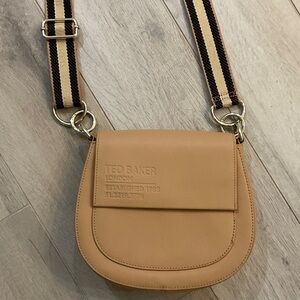 Ted Baker Camel Crossbody Bag with Striped Strap